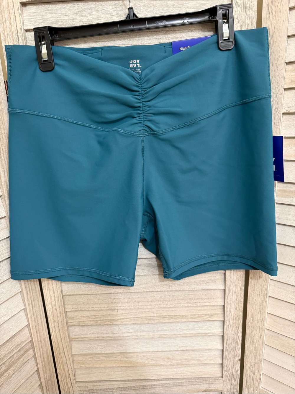 JoyLab Teal High-Rise Ruched Bike Shorts